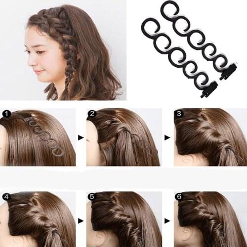 2 Pcs/Set Fashion Style Braider Magic French Twist Plait Wave Braid Clip Stick Bun Maker Centipede Shape Women Hair Styling Tool