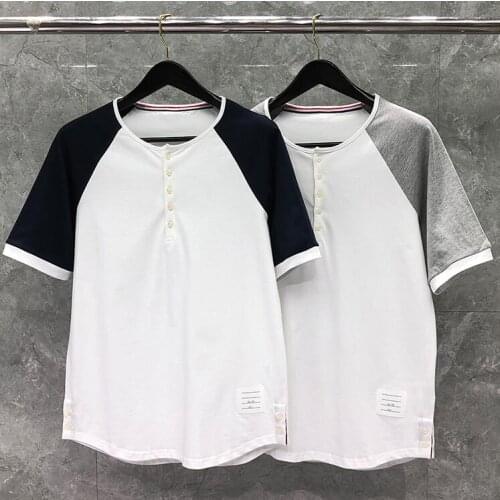 2021 Fashion Brand T Shirts Men Casual Slim Patchwork Cotton T-shirt Summer Short Sleeve Contrast Color O-neck Clothing