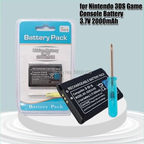 2000mAh 3.7V Rechargeable Lithium-ion Battery Pack for Nintendo 3DS Replacement battery with toolsy