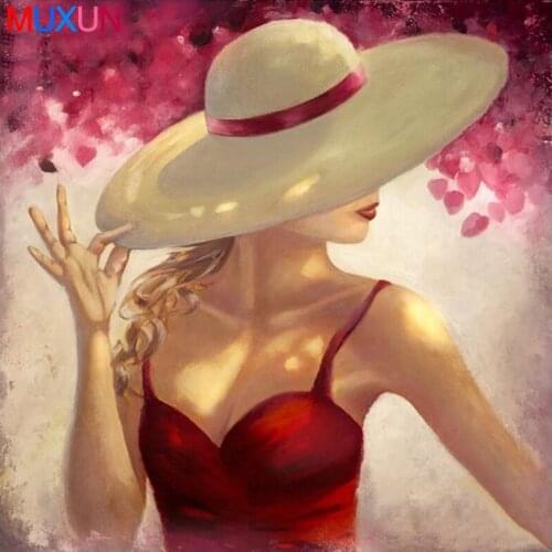 Diy The Woman In Red 5D Diamond Painting Cross Stitch Crafts Diamond Embroidery Wall Pinting Home Decor Mosaic Full Square Rp903