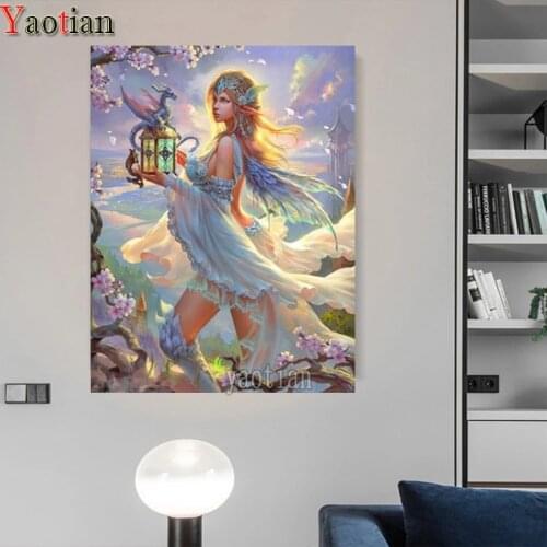 Diamond Painting 5D Diy Embroidery Girl Elf Rhinestones Handmade Gift Cross Stitch Kits Fairy Flower Anime Mosaic Decoration