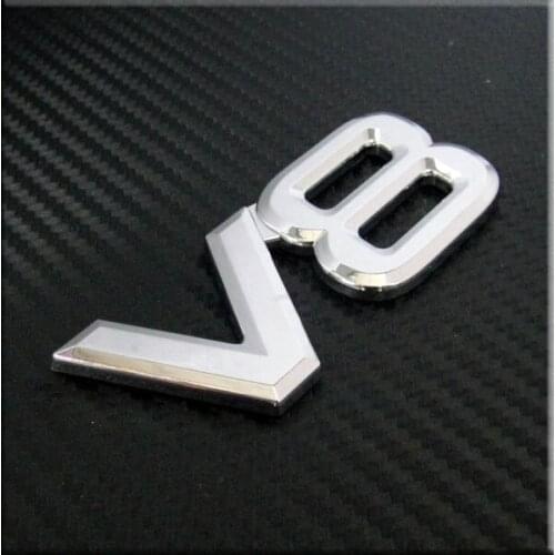 Car badge V 8 V8 ABS Chrome Truck Rear Tailgate Motor Badge Emblem Sticker