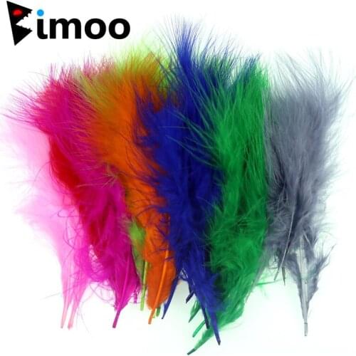 Bimoo 500pcs/Pack Dyed Fly Tying Marabou Feather for Streamer Fly Lead Jig Woolly Bugger Leech Fly Tying Feather 14 Colors