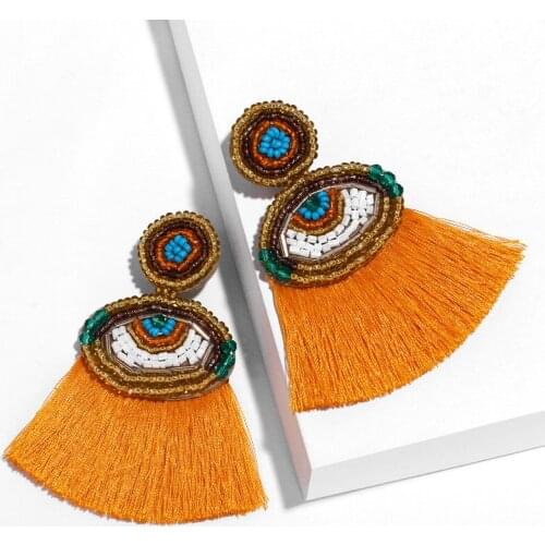 Bohemian Tassel Evil Eye Earrings MIYUKI Women’s Earrings Hand-woven Cooked Seed Bead Pendant Earrings Jewelry Gift