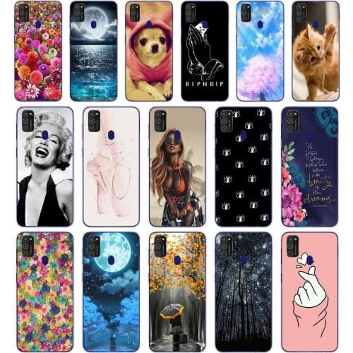 F For Samsung M21 Case 6.4 inch Silicone Soft Back Cover For Samsung Galaxy M21 Case TPU Coque for Samsung M 21 Bumper Bag