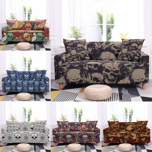 Halloween Skull Sofa Cover Elastic Stretch Couch Cover Sofa Covers for Living Room Sofa Decor Sofa Protector 1/2/3/4 Seater