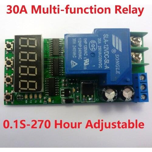 IO23C01_12V DC 12V 30A Multifunction Timer Delay Relay Module High Power On/Off Adjustable for PLC Motor LED Car