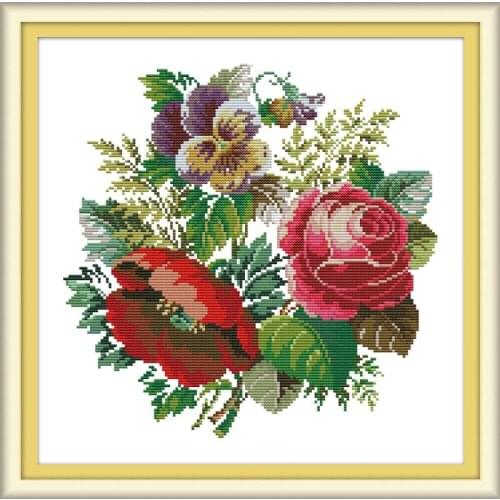 Joy Sunday Pattern Counted Cross Stitch Kit A Bouquet Of Roses Cotton Thread Painting 11CT14CT DIY Embroidery Needlework Kits