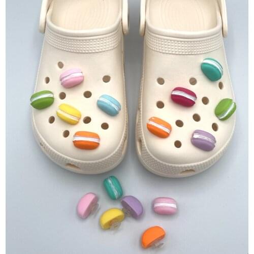 Colorful 3D Simulation Macaron Dessert Cake Resin Shoe Charm Decoration For Men Croc Clog Shoe DIY Kids Shoe Buckles Accessories