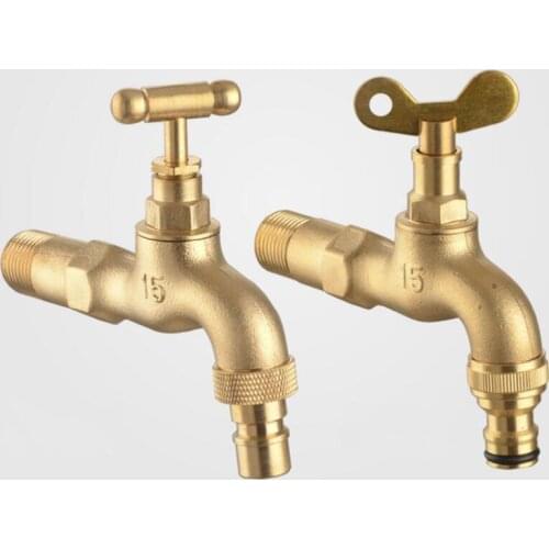 Brass Outdoor Washing Machine Faucet With Lock Key Anti-theft Anti-freeze 4' And 6' Extended Single Cold Special Mop Pool Tap