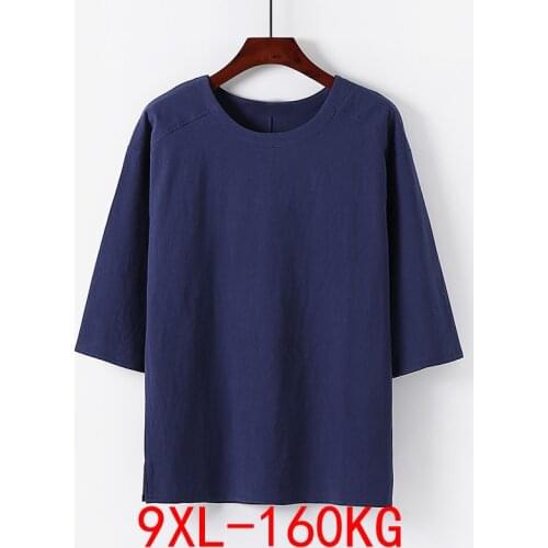 Summer Plus size 7XL 8XL 9XL Men Short Sleeve cotton linen T-shirt Chinese style oversize vintage tang suit tshirt tops tees 52