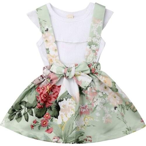 Summer Lovely Newborn Kids Baby Girls Tops T-shirt Floral Skirt Dress Outfits Clothes Toddler Girl Clothes Cotton O-neck