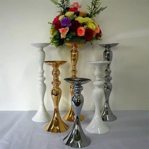 Metal Flower Vases Gold Silver 48 cm Candle Holders Candlestick Wedding Centerpiece Road Lead Flower Rack For Homes Decoration