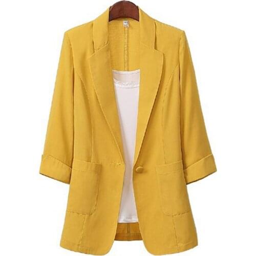 New Autumn Women Blazers Solid Color Office Lady Blazers Femme Spring Long Sleeve Plus Size Lapel Suits Coats Tops