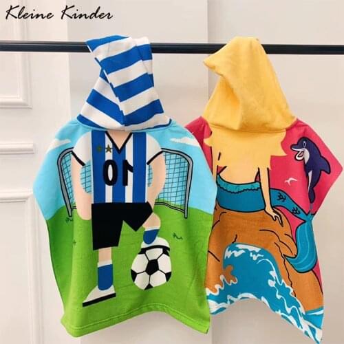 Beach Poncho Child Microfiber Towel Surf Pool Bathrobe Changing Robe Girl Boy Quick Dry Beach Surf Childrens Swimming Towels