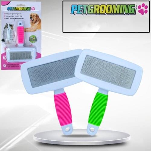 Pet comb dog hair brush candy colored plastic grooming opening stainless steel air bag pet