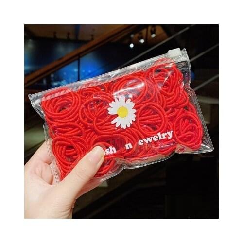 100 pcs/Lot 3 CM Cute Nylon Rubber band Hair Ties Gum Red Hair Band For Girls Headband Hair Accessories