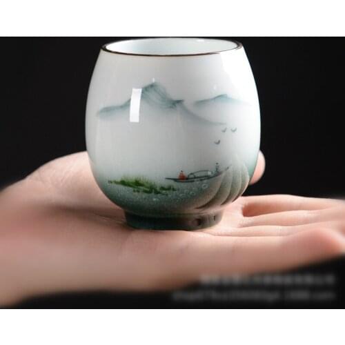 Hand-Painted Chianses Style Ceramics Cup Simple Tea Set Kung Fu cup Individual Single Master Water