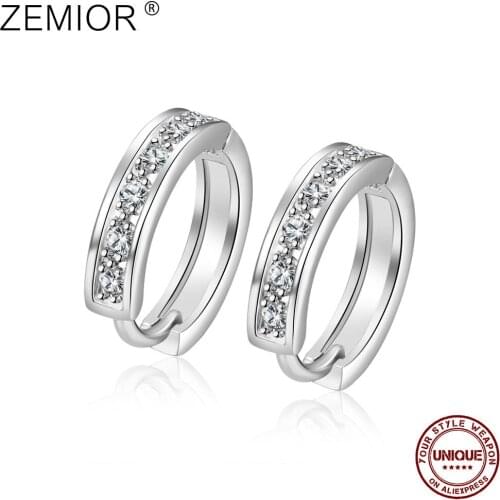 ZEMIOR Clip Earrings For Women Round 5A Clear Cubic Zircon Female White Earring Engagement Fashion Jewelry Gift Recommend