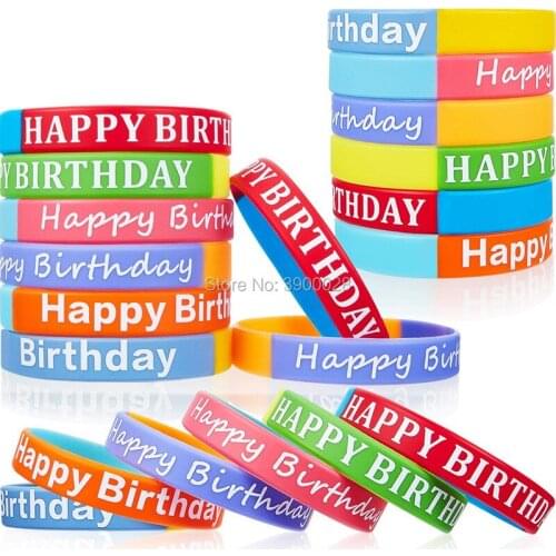 300pcs Happy birthday silicone wristband bracelet free shipping