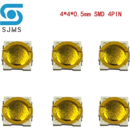SJMS 100PCS Ultra thin Tactile Push Button Switch 4x4x0.5 Micro Switch 4*4*0.5 mm SMT SMD Membrane mini Tact Switch