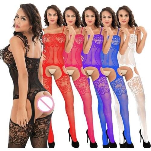 Sexy lingerie hot erotic Net clothes uniform temptation hollow out sexy open file one-piece pajamas stockings net stockings