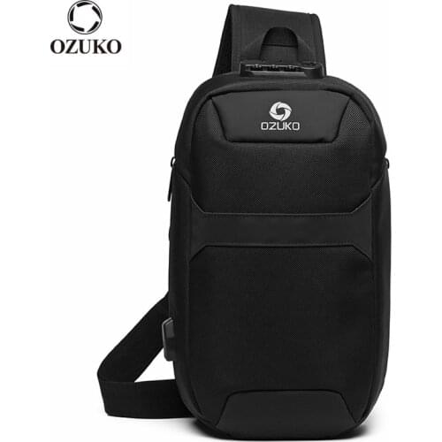 OZUKO Multifunction Mens Anti Theft Chest Bag Male Waterproof USB Charging Crossbody Bag Short Trip Mens Sling Messenger Bags