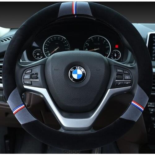.Universal Carr plush Steering-Wheel Covers Anti-slip Skidproof Durable 37-38CM/15" Dynamic Fibre Handmade Steering Wheel Cover