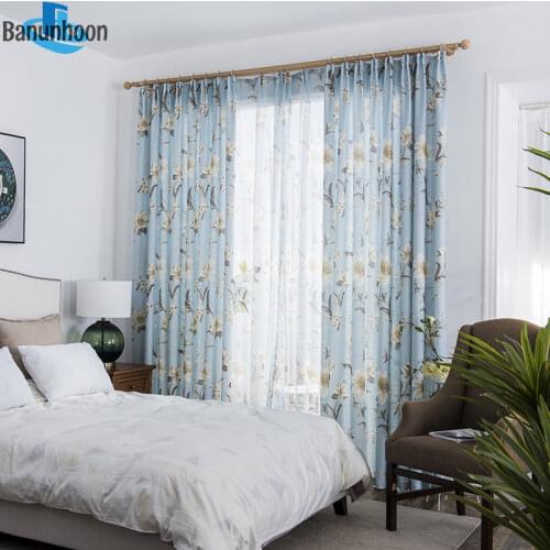 Curtains American Printed Flower For Bedroom Half Shade curtain For Living Room Fabric Drapes For window
