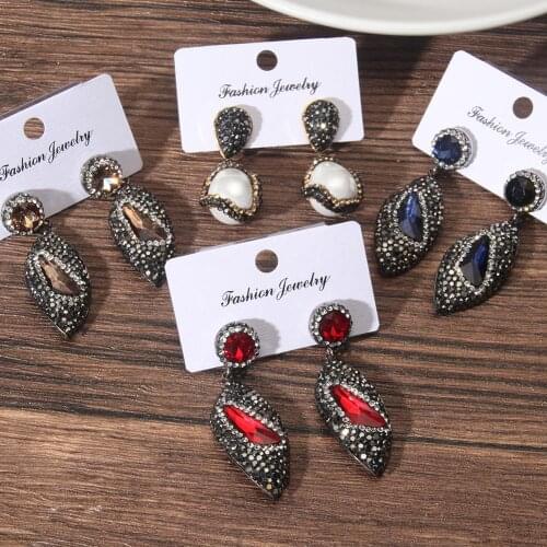 2020 New Rhinestone Edging Dangle Earrings For Women Vintage Eye Shape Pendant Jewelry Holiday Gift Sweet Accessories