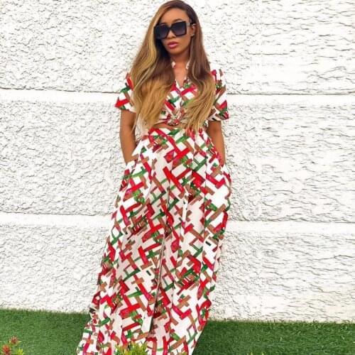 Two Piece Set African Clothes Women Shirt Tops And Wide Leg Pant Suits Fashion Bazin Riche Dashiki Print African Office Lady Set