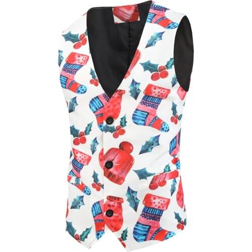 2020new mens Christmas casual vest 3D printing mens fashion suit vest men vest