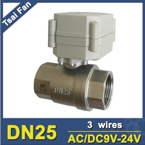 1" AC/DC9-24V 3/7 Wires Electric Water Valve TF25-S2-C 2-Way Stainless Steel Valve DN25 Motosised Valve With Position Indicator