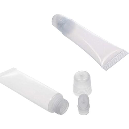 10Pcs/pack 8ml Cosmetic Lip Gloss Empty Refillable Tubes Plastic Clear Lip Balm Makeup Containers Tools