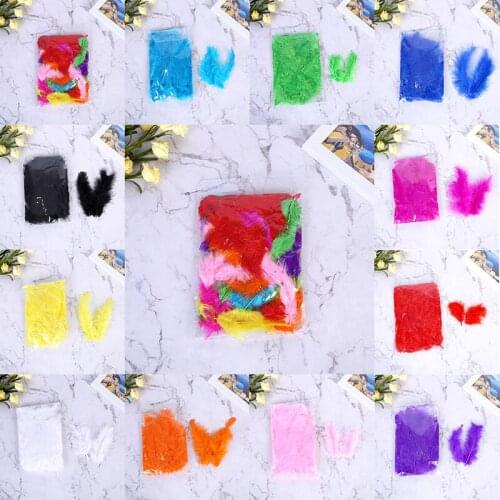 100PCs Multicolor Feathers Puffy Wedding Dress DIY Christmas Gift Box Filler Decoration Craft Accessories 7-10 cm