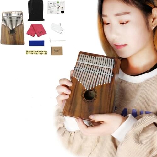 17 Key Thumb Piano Portable Mahogany Finger Wood Mbira Musical Instruments for Kids
