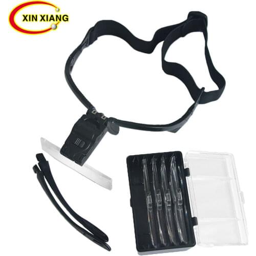 2 LED Magnifying Glass Wearing Eye Magnifier Headband Repair Illuminated Magnifier Lamp 1.0/1.5/2.0/2.5/3.5X Reading Loupe Lupa