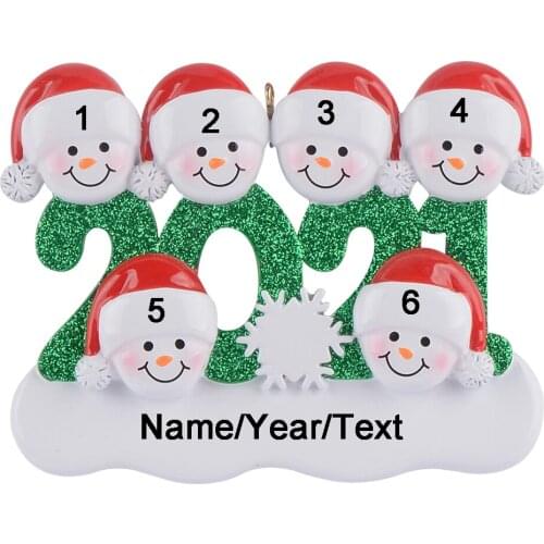 2021 Resin Personalized Snowman Family of 6 Christmas Tree Ornament Custom Gift for Mom, Dad, Kid, Grandma, Grandpa,Friends