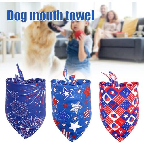 4 PCS Polyester Pet Bibs Absorption Washable Long Lasting Durable Decor Independance Day for Dog Cat JS22