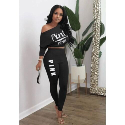 43M6315 Autumn Winter Women Casual Fashion Solid Letter Print Navel Two Piece Set Top and Pants Tracksuit Sweatsuit Outfits