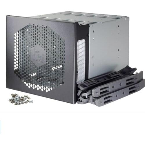 5.25in To 5x3.5in SATA SAS HDD Hard Drive Cage Adapter Tray Rack For 3x5.25" CD-ROM Slot Internal External PC With Fan Space