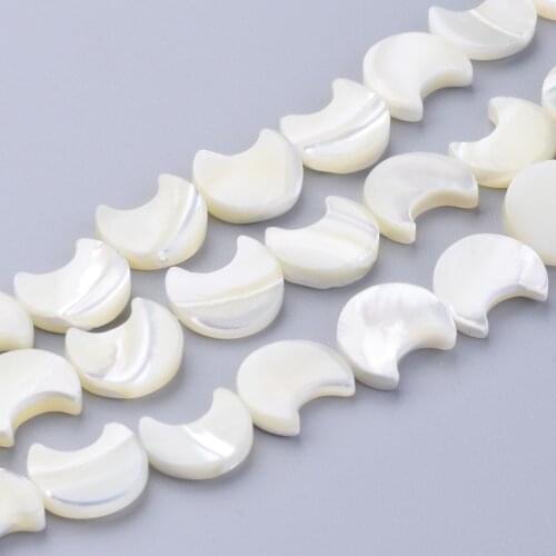5 Strand Natural White Moon Shell Beads Strands Mother of Pearl Shell Beads For jewelry making DIY Accessories, 34 pcs/strand
