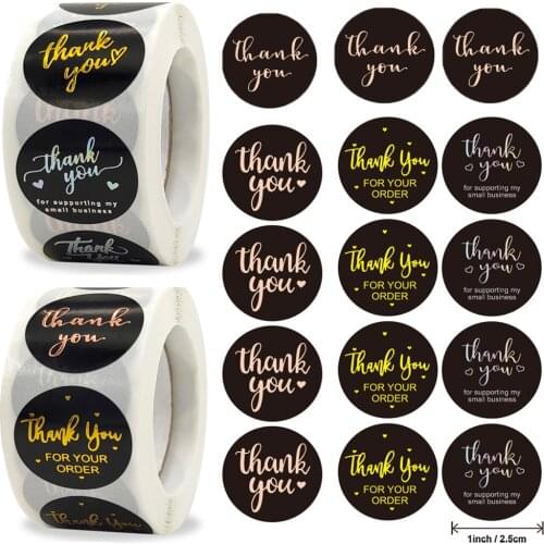 500 Pcs 2.5cm Thank You Round Sticker Colorful Gold Foil Label Kawaii Stickers Stationery Decoration