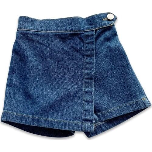 Aby Summer Clothing 1-6Y Infant Kids Baby Girl Denim Culottes Solid Shorts Skirts Patchwork Plain Jeans Skirts