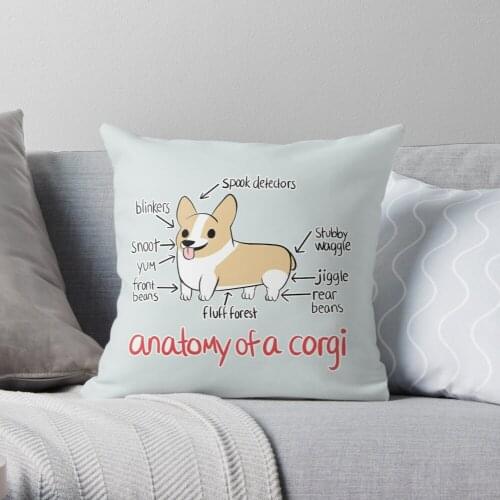 Anatomy of a Corgi Throw Pillow Cushion Cover Polyester throw pillows case on sofa home living room car seat decor 45x45cm