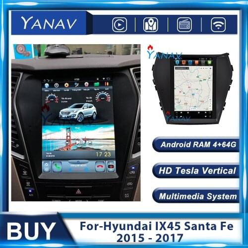 Car Radio Android Vertical Screen Multimedia Player GPS Navigation For-Hyundai IX45 Santa Fe 2015 2016 2017 Vedio Stereo Carplay