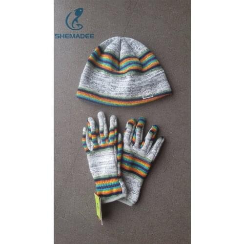 Free shipping! Fishing Outdoor Wool knit gloves & Cap with fleece keep warm for men and women
