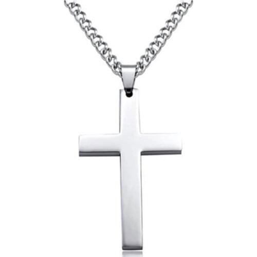 Cross Pendant Necklace Jewelry Single Smooth Geometry Alloy Chain Simple Men 3 Colors drop shipping