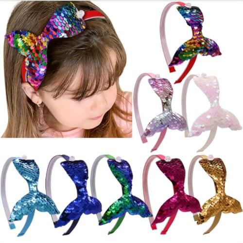 Explosive little mermaid sequined princess headband children fishtail pearl cute cartoon all-match headband