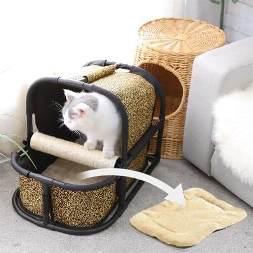 Cat Kennel Multi-functional Climbing Jumping Frame With Sisal Scratching Post Toys Detachable Cat Tree House For Pets Kittens